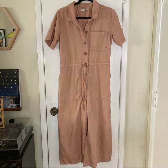 Madewell Wide Leg Utility Jumpsuit, Coral, size 10 - Picture 8 of 9
